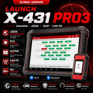 LAUNCH X431 PRO3S+ ELITE Global Version Professional Automotive Diagnostic Scanner | J2534 ECU Programming | CAN FD | DoIP | ECU Coding | Active Test | 50+ Reset Services