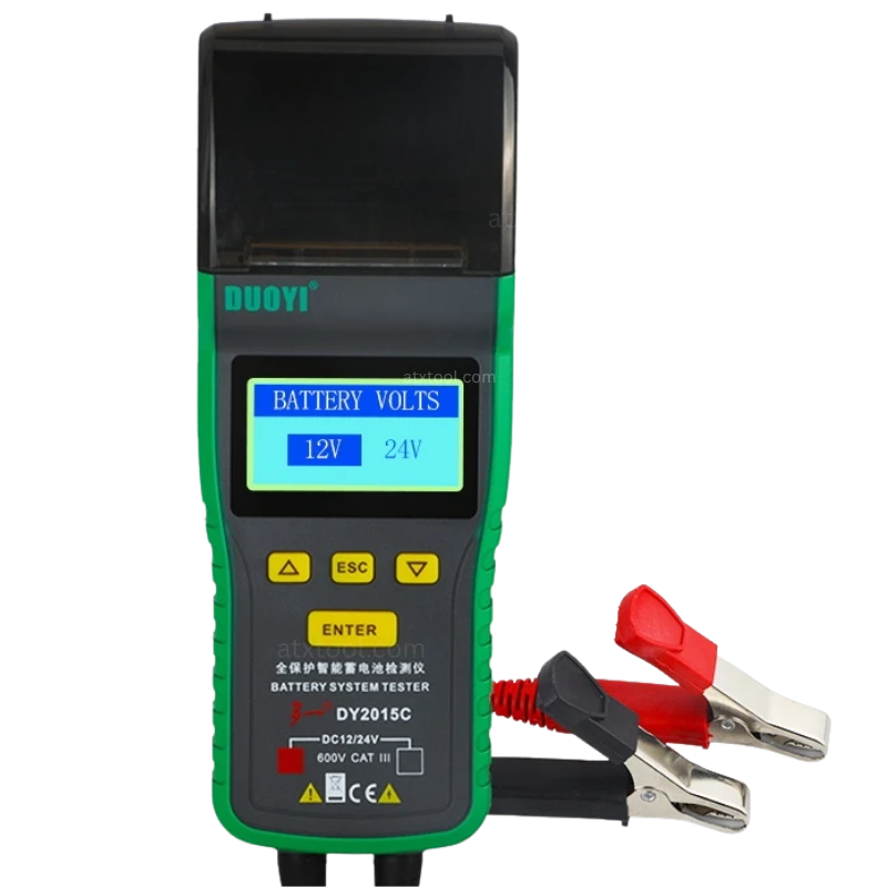 **DY2015C 12V 24V Digital Car Battery Tester 100-1700 CCA Lead Acid Battery Analyzer with SOH Testing and Integrated Printer**
