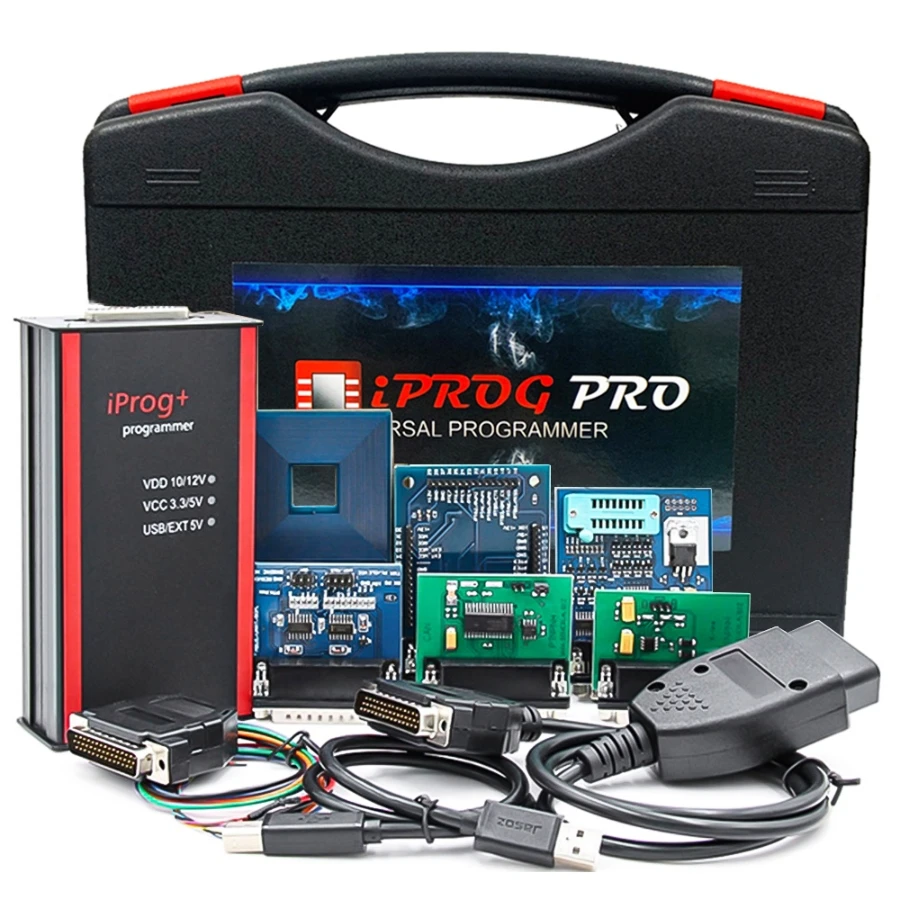 Iprog+ Pro V87 ECU & Key Programmer Full Set for Airbag IMMO KM and Dashboard Diagnostics